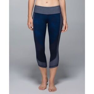Lululemon Wunder Under Crop Legging Sashiko Cross Rugged Blue - Size: 6